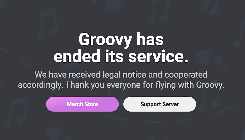 Groovy Bot Shutdown Message
