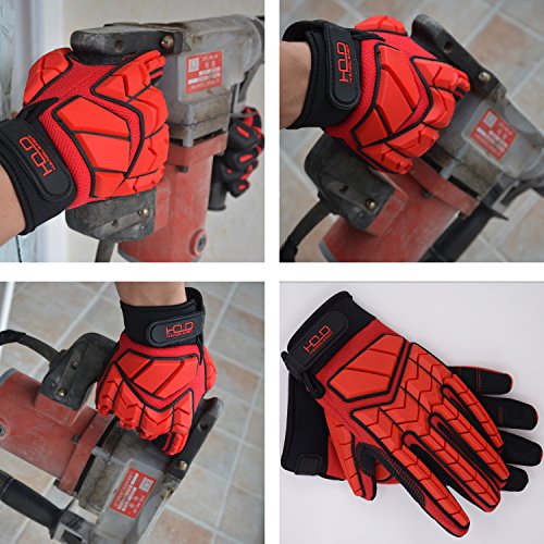 AIGEVTURE Anti Vibration Work Gloves Men TPR Impact Reducing Mechanic  Gloves SBR Fingers & Palm Padded Safety Work Gloves