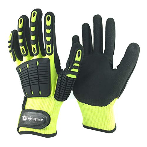 AIGEVTURE Anti Vibration Work Gloves Men TPR Impact Reducing Mechanic  Gloves SBR Fingers & Palm Padded Safety Work Gloves