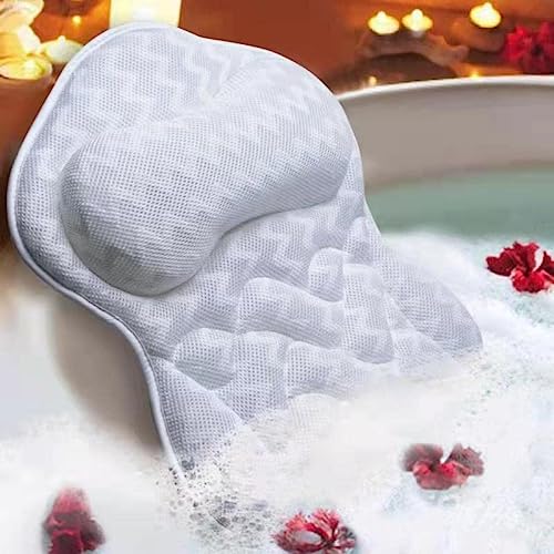 Azmodi Bath Pillow - Soft Comfortable 4D Air Mesh, 7 Slip Resistant Suction  Cups - Bathtub Pillows for