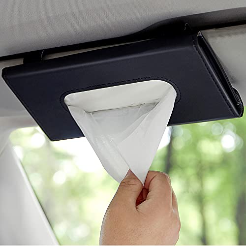 ZKONMEN Car Tissue Holder Sun Visor Napkin Holder Car Visor Tissue Holder Premium Leather Backseat Tissue Case Holder for Car