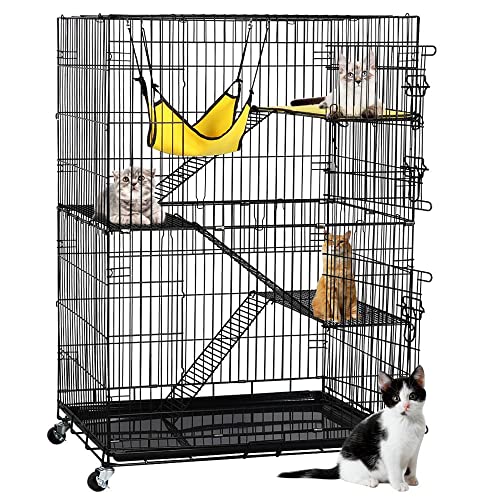 Best Choice Products 30x19x43in 4-Tier Cat Cage Playpen Kennel Crate w/Hammock Adjustable Shelves Rolling Wheels 