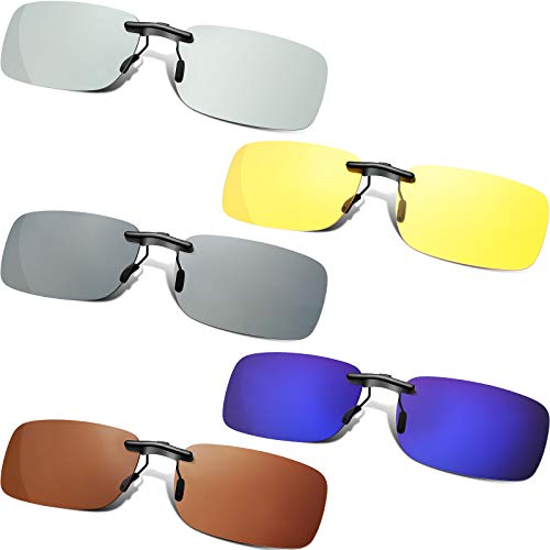 Weewooday 5 Pieces Polarized Clip on Sunglasses image