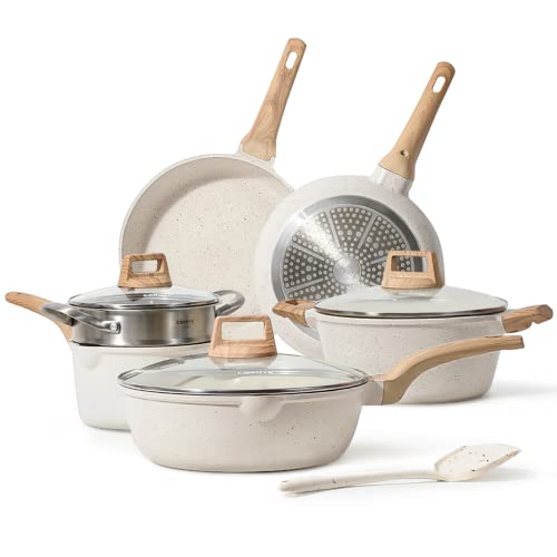 Bakken-Swiss 20-Piece Kitchen Cookware Set Granite Non-Stick Eco-Friendly for All Stoves & Oven-Safe - Marble Coating