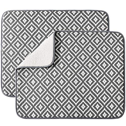 S&T Inc. Dish Drying Mat, White Trellis, 16 in x 18