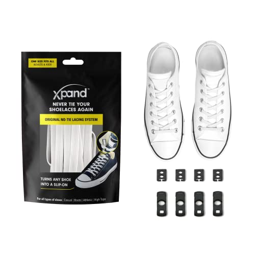 Diagonal One No Tie Shoelaces for Kids and Adults - Elastic Silicone Laces White