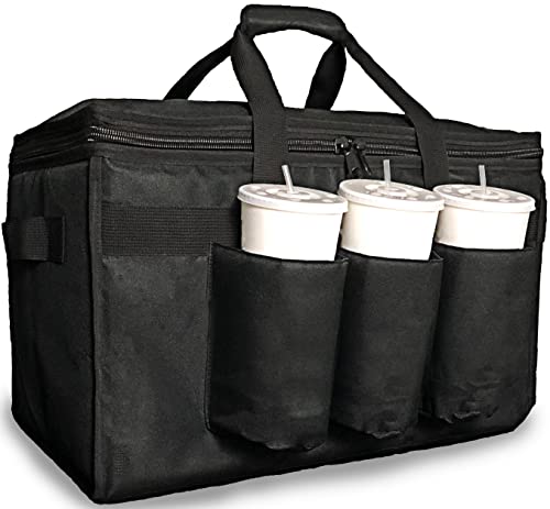 NZ Home 3XL Insulated Cooler Bag and Food Warmer for Food Delivery & Grocery Shopping with Zippered Top, Black (1 Pack)