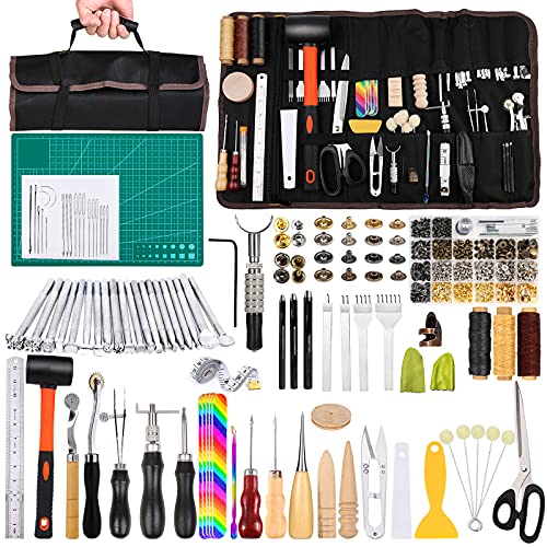 Jupean 458 Pieces Leather Kits, Leather Working Tools, Leathercraft Tools  and