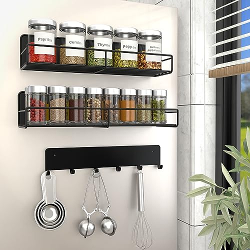 Neatsure 2 Pack Magnetic Spice Rack with 24 Spice Jars, 400 Labels and  Funnel, Alternative to Magnetic Spice Tins Containers, Refrigerator Fridge