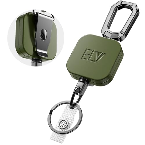 2 Pack ELV Self Retractable ID Badge Holder Key Reel, Heavy Duty