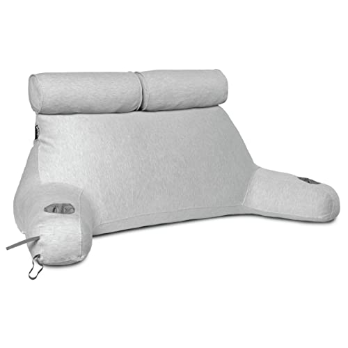 ComfortSpa Reading Pillow for Bed Adult Size, Back Rest Pillow with Arms,  Pockets and Washable Cover; Use as a Back Pillow for Sitting in Bed for