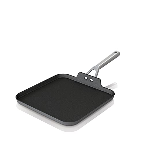 Goodful Aluminum Non-Stick Square Griddle Pan/Flat Grill, Made Without  PFOA, with Nylon Pancake Turner, Dishwasher Safe Cookware, 11 x 11 Inch