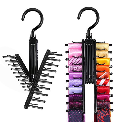 Charcoal Grey 4-Pack Non-Slip Velvet Tie Hanger Organizer Rack HangerWise 