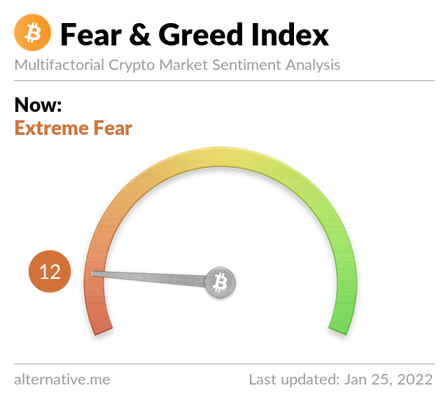 Crypto Fear & Greed Index on January 25, 2022