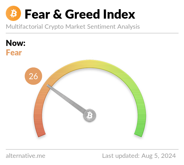 BitCoin Fear & Greed Index on August 5, 2024