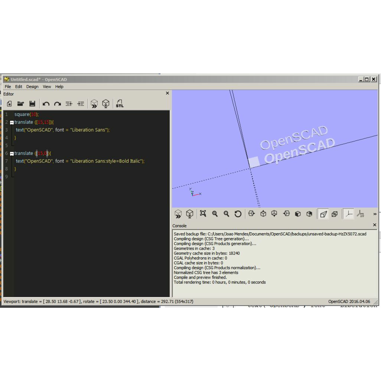 openscad 2d 3d cad software